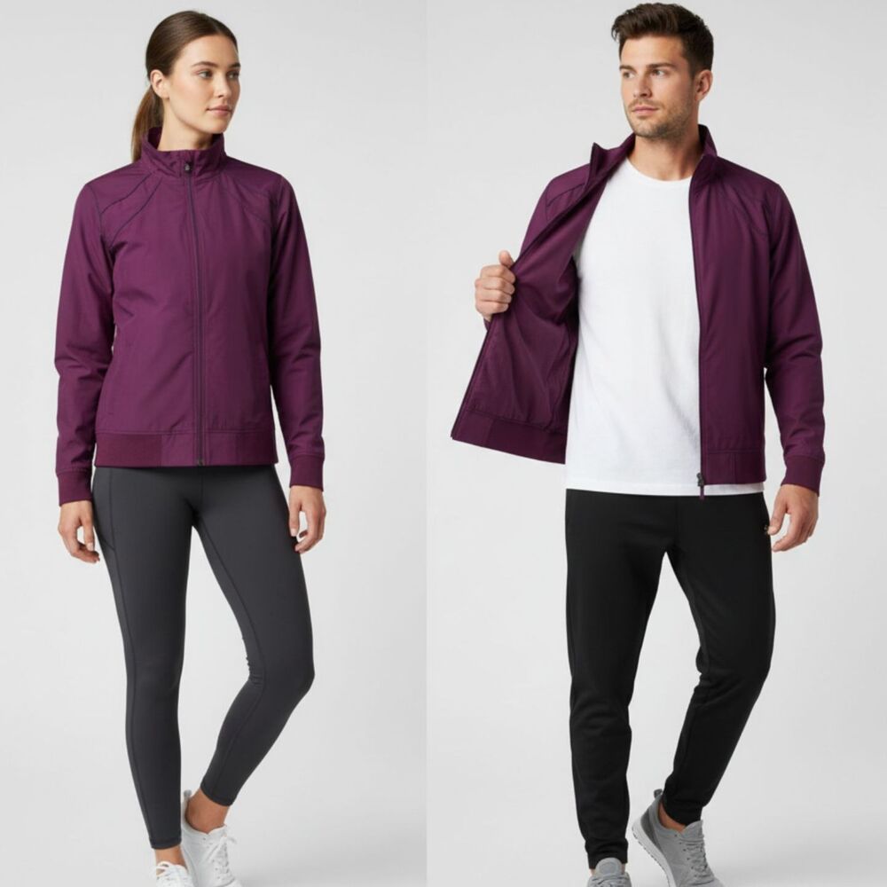 Champion Burgundy Zip Up Lightweight Unisex Windbreaker Jacket Size Large